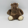 Doudou hippopotame marron blanc HISTOIRE D'OURS 24 cm