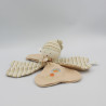 Doudou plat lutin beige rayé kaki fleur CA CREDIT AGRICOLE