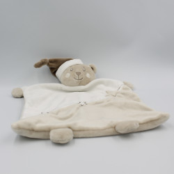 Doudou plat ours blanc gris marron étoiles KIMBALOO