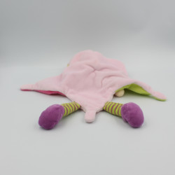 Doudou plat étoile lutin clown rose vert jaune NICOTOY