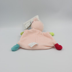 Doudou plat girafe biche faon rose vert prune BABY CLUB