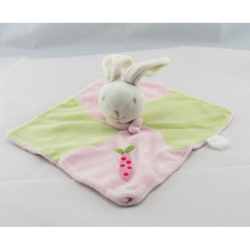 Doudou plat bleu vert lapin carotte SIPLEC
