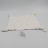 Doudou plat carré blanc gris empreintes VERTBAUDET