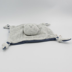 Doudou plat chat gris bleu BOUT'CHOU BOUTCHOU