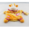 Doudou plat girafe jaune rose avec fleur BABY NAT