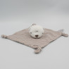 Doudou plat carré ours blanc beige rayé ORCHESTRA