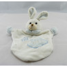 Doudou plat lapin blanc bleu NIF NIF EVEIL ET TENDRESSE