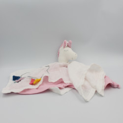 Doudou plat licorne blanche rose organic KIKADU