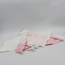 Doudou plat licorne blanche rose organic KIKADU