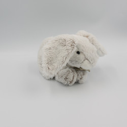 Doudou lapin beige blanc allongé HISTOIRE D'OURS