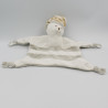 Doudou plat ours gris beige blanc rayé CREDIT MUTUEL