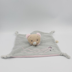 Doudou plat ours gris rose étoiles JOGYSTAR KIABI