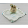 Doudou plat lapin blanc bleu ciel DOUDOU ET COMPAGNIE