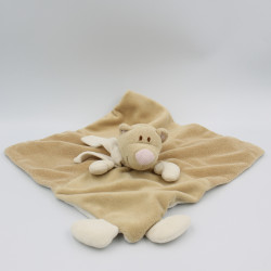 Doudou plat ours beige rose écharpe JOLLYBABY