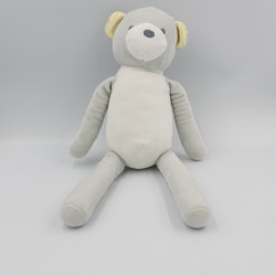 Doudou ours gris blanc jaune rayé OBAIBI