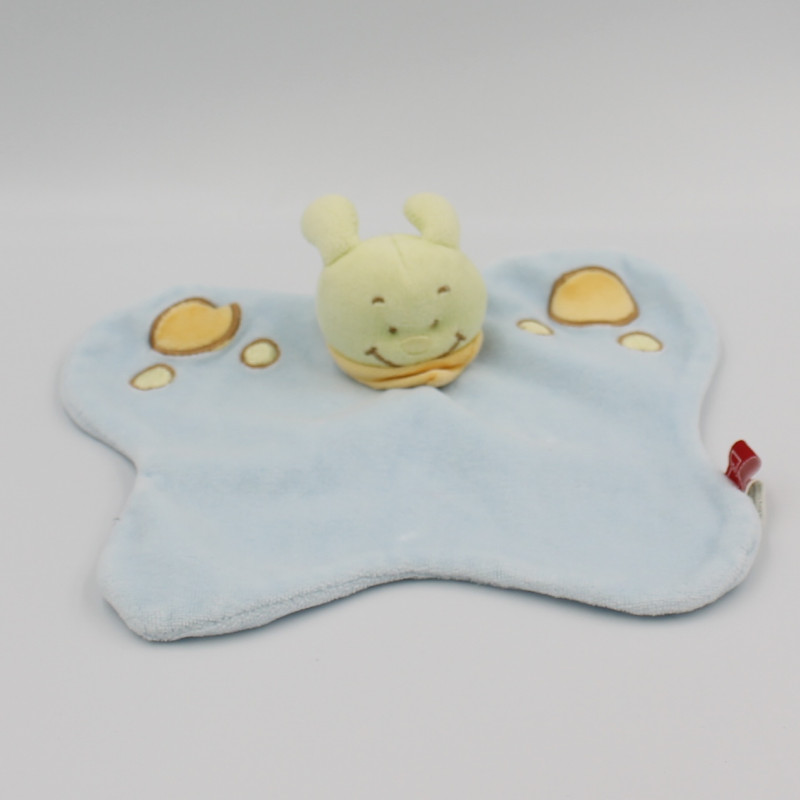 Doudou plat Papillon bleu vert Tex