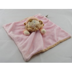 Doudou plat poupée fille fillette rose orange MOTS D'ENFANTS