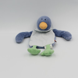 Doudou plat pingouin bleu vert JACADI
