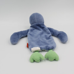 Doudou plat pingouin bleu vert JACADI