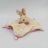 Doudou et compagnie plat lapin blanc rose oreilles rayées