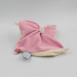Doudou et compagnie plat lapin blanc rose oreilles rayées