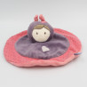 Doudou plat poupée lutin rose violet pois SUCRE D'ORGE
