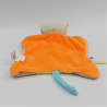 Doudou plat chat gris vert orange U TOUT PETITS