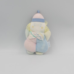 Doudou hochet clown bleu vert rose vichy COROLLE