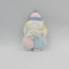 Doudou hochet clown bleu vert rose vichy COROLLE