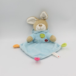 Doudou plat lapin beige sweat capuche bleu arbre oiseau NICOTOY