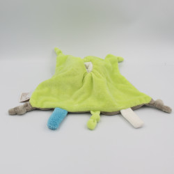 Doudou plat ours gris vert bleu DOUKIDOU