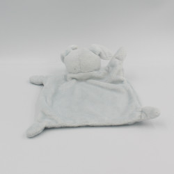 Doudou plat lapin bleu clair GRAIN DE BLE