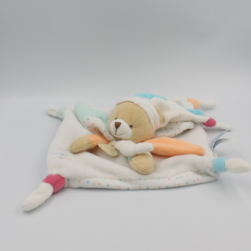 Doudou et compagnie plat ours blanc bleu rose étoiles Unicef
