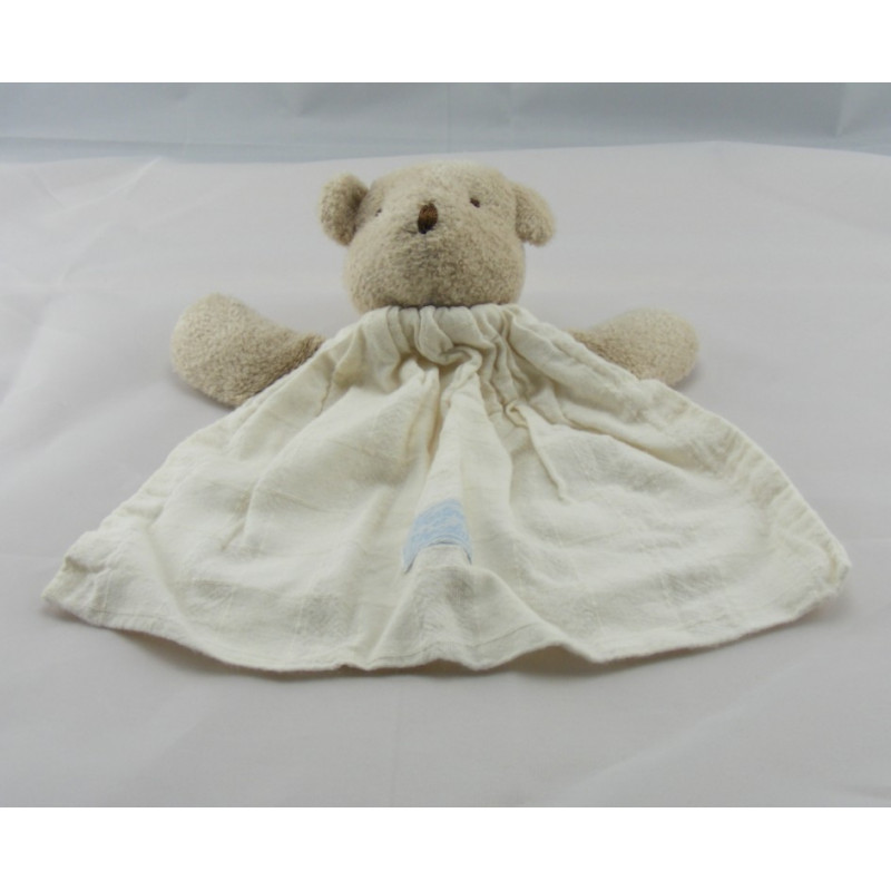 Doudou plat lapin bleu blanc TARTINE ET CHOCOLAT