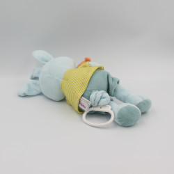 Doudou musical lapin bleu vert rayé ours orange POMMETTE