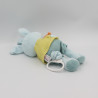 Doudou musical lapin bleu vert rayé ours orange POMMETTE