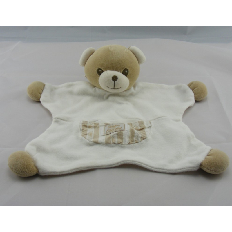 Doudou ours beige blanc TARTINE ET CHOCOLAT