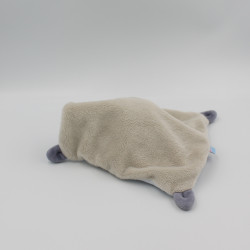 Doudou plat chat bleu gris beige indien SUCRE D'ORGE