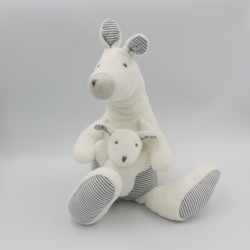 Doudou kangourou blanc rayé bleu ZARA HOME