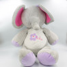 Grand Doudou géant éléphant gris rose mauve Arthur et Lola BEBISOL