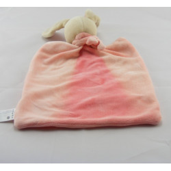 Doudou plat lapin beige blanc rose BABY CLUB