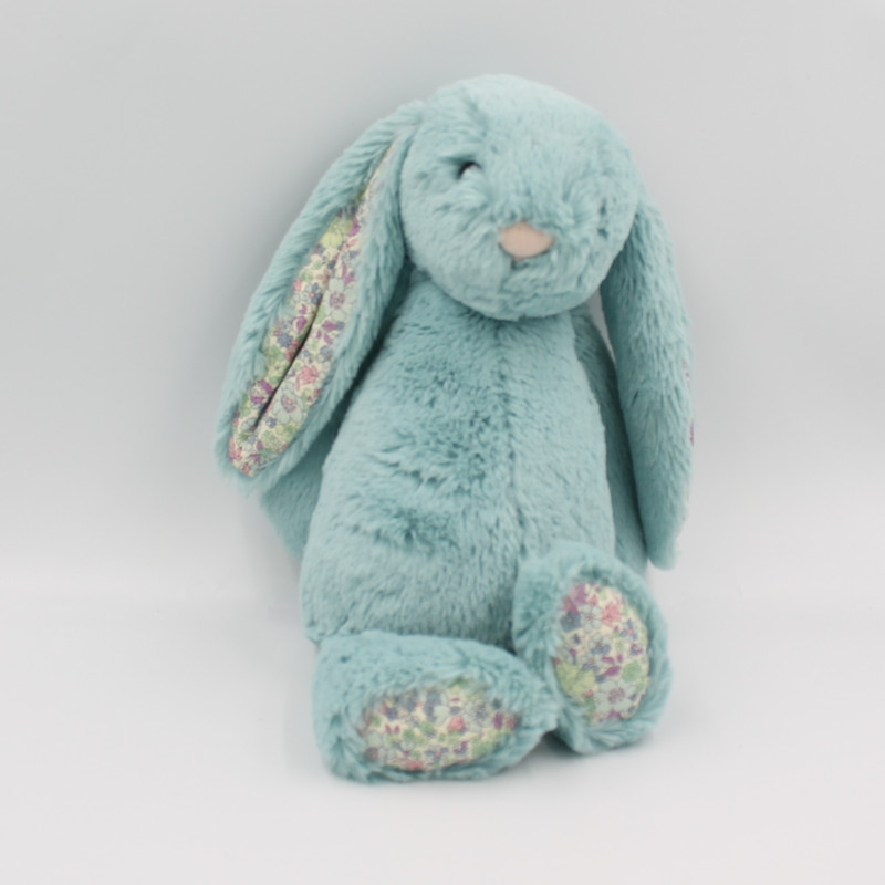 Peluche lapin bleu liberty personnalisée, 100% douceur