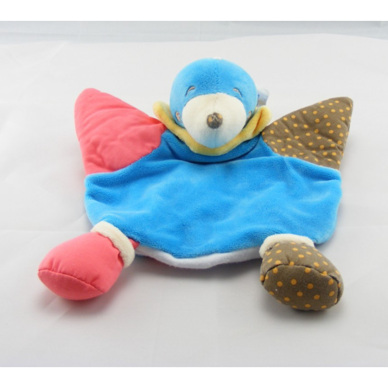 Doudou plat taupe bleu rose marron pois NOUNOURS