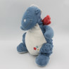 Doudou dragon bleu blanc gris rouge étoiles Victor NOUKIE'S