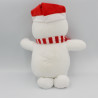 Doudou peluche bonhomme de neige blanc rouge SIROCO