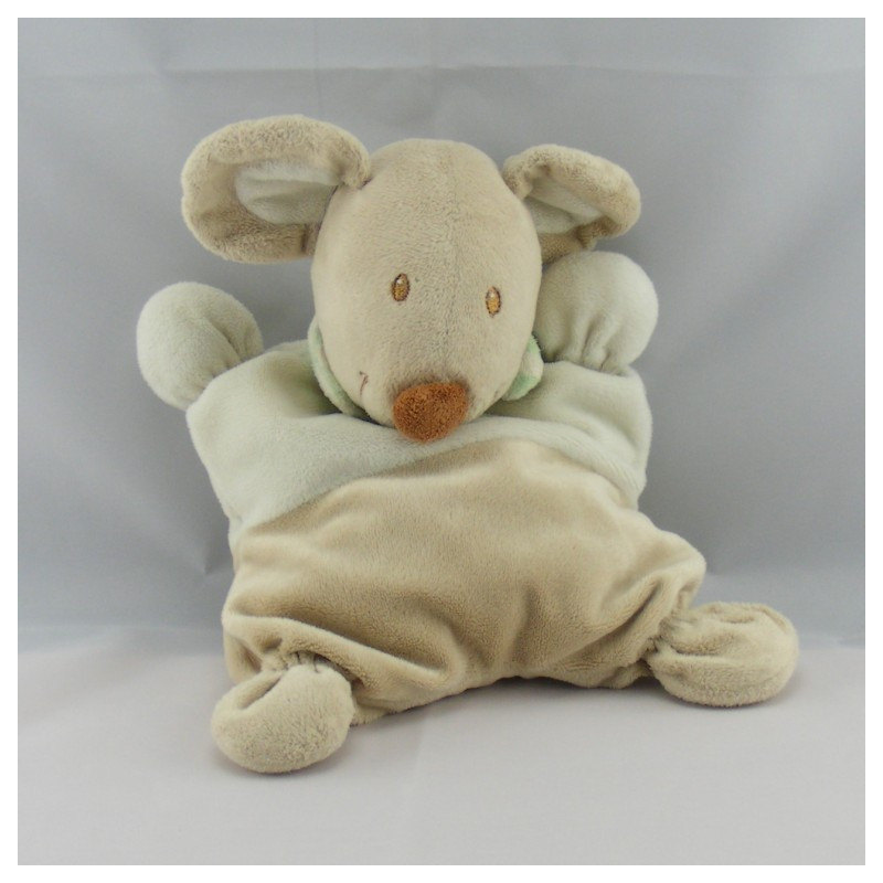 Doudou souris beige rayé vert POMMETTE