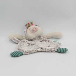 Doudou plat chat gris vert rayé les Pachats MOULIN ROTY