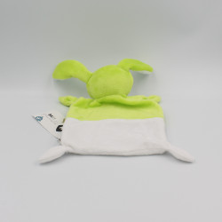 Doudou plat lapin vert blanc étoiles GRAIN DE BLE NEUF