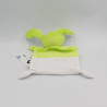 Doudou plat lapin vert blanc étoiles GRAIN DE BLE NEUF