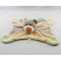Doudou plat ours beige jaune empreintes Pol NATTOU